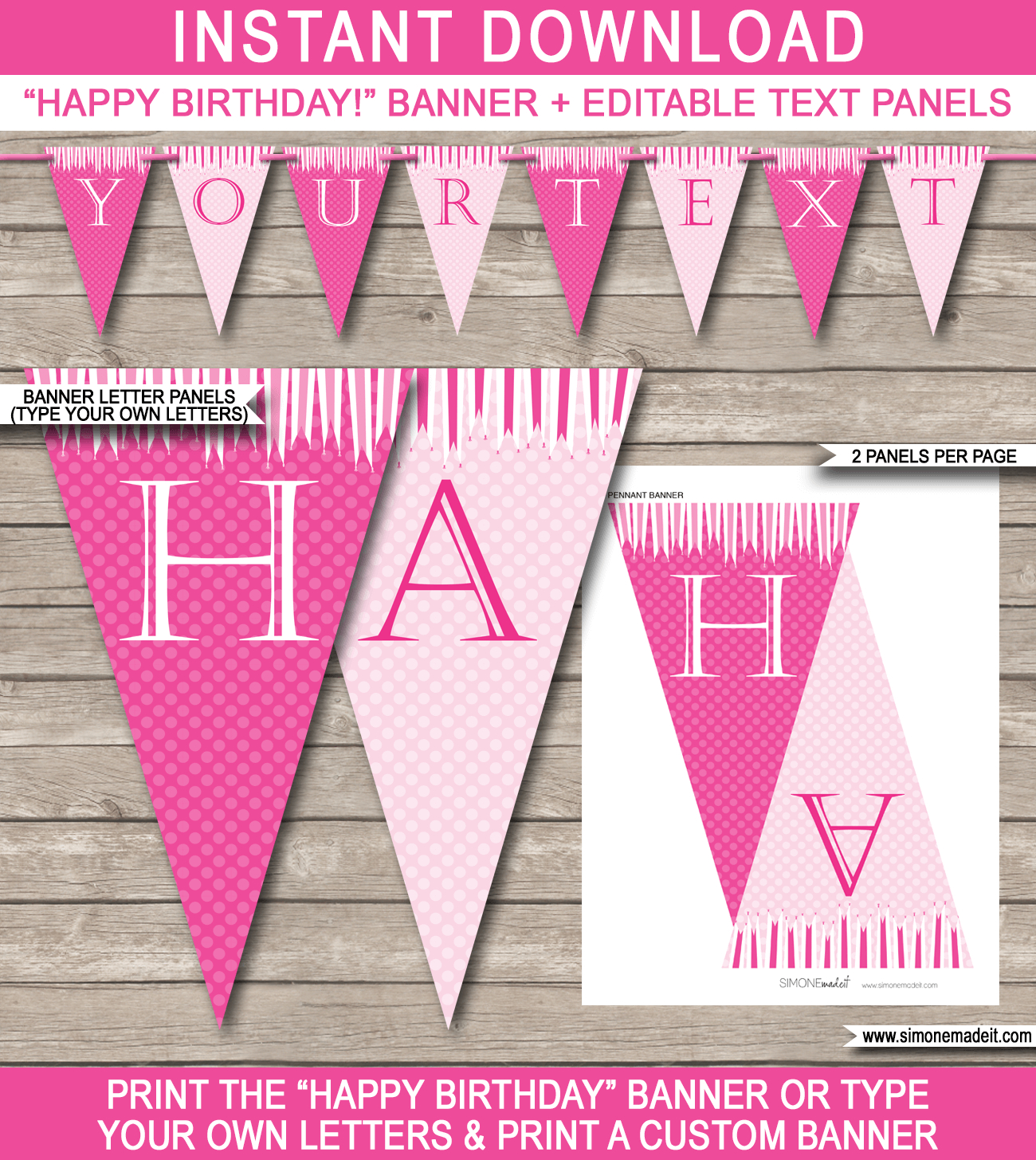 Princess Party Banner Template – Pink For Diy Birthday Banner Template