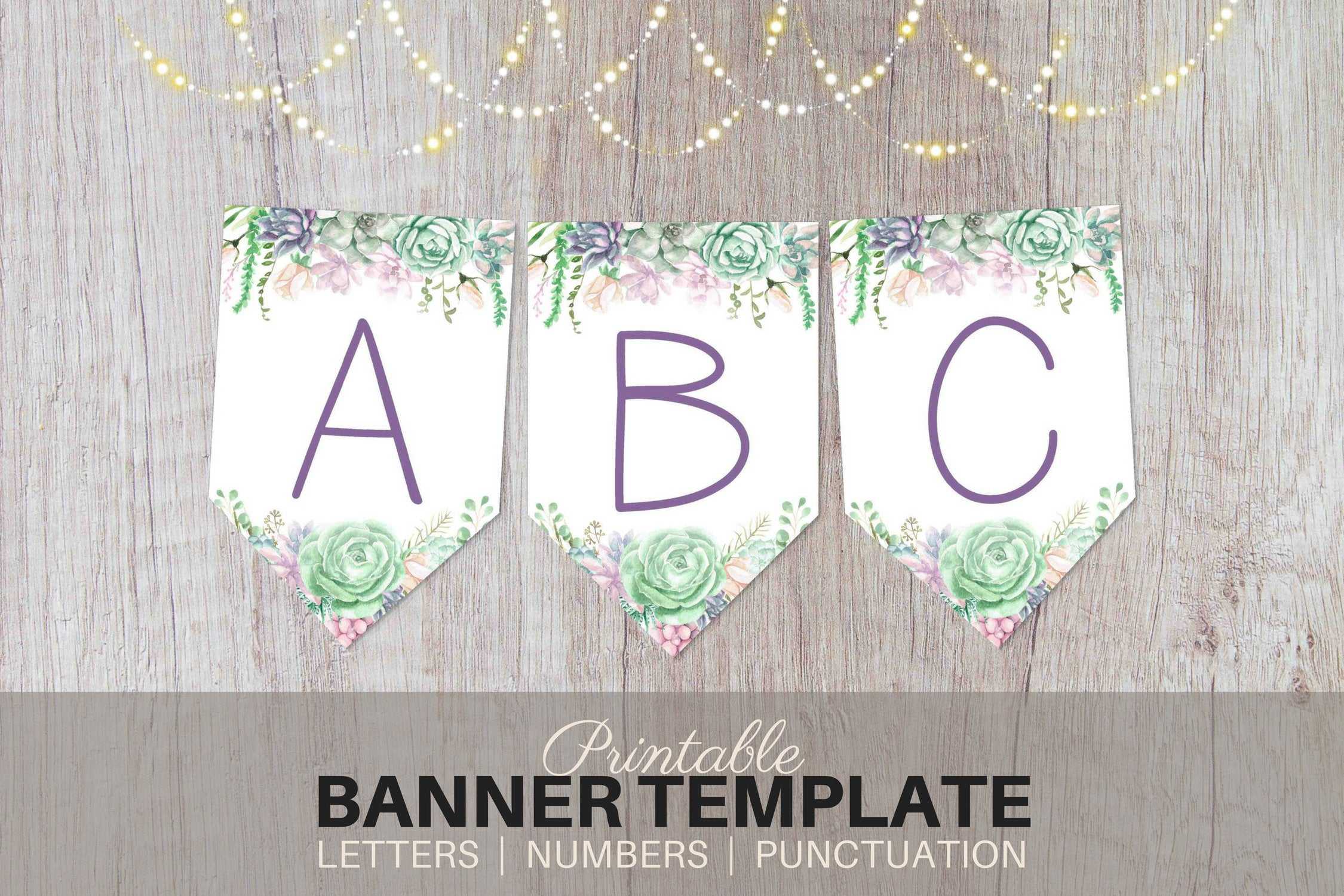 Printable Banner Template – Watercolor Succulents – Editable Printable  Banner Letters Pdf Bridal Shower, Birthday, Baby Shower, Party Banner Intended For Bridal Shower Banner Template
