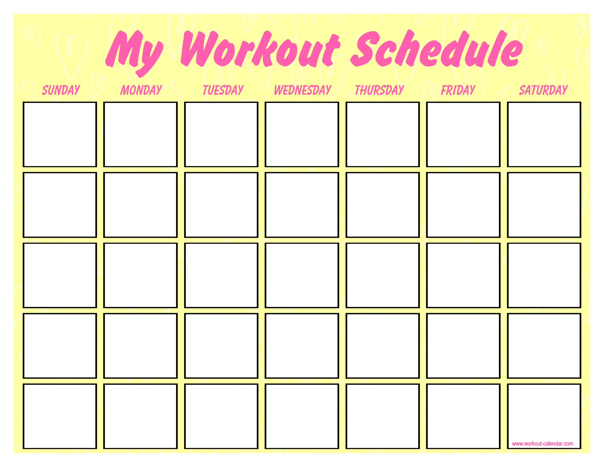Printable Blank Workout Schedule | Templates At For Blank Workout Schedule Template