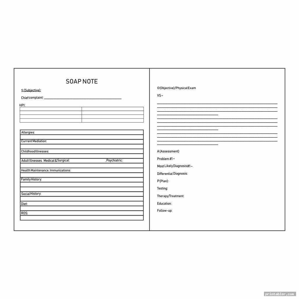 Printable Counseling Soap Note Templates - Printabler within Blank Soap Note Template Printable Counseling Soap Note Templates – Printabler Within Blank Soap Note Template