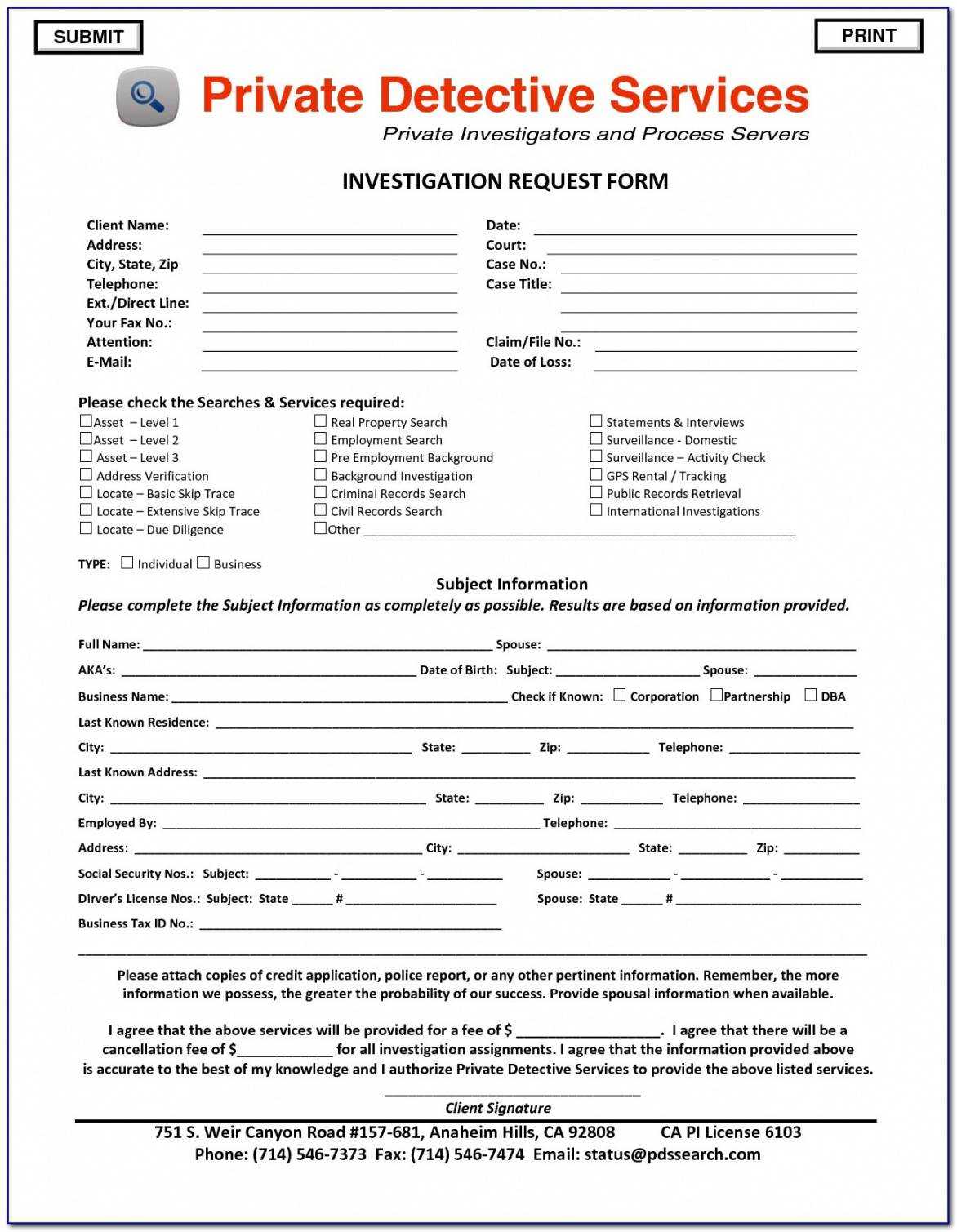 Printable Investigation Report Template Doc Cool Private Pertaining To Private Investigator Surveillance Report Template