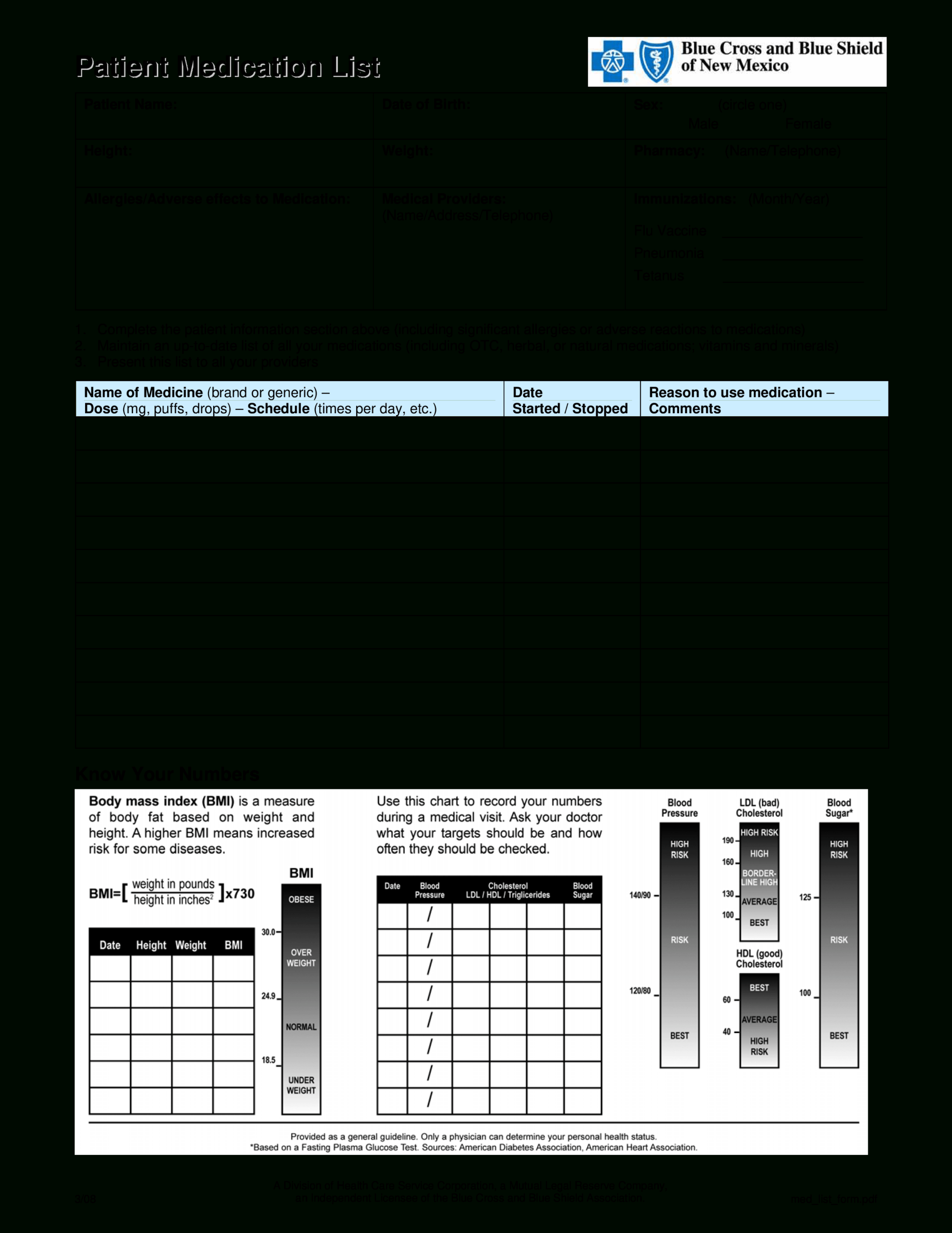 Printable Patient Medication List | Templates At in Blank Medication List Templates Printable Patient Medication List | Templates At In Blank Medication List Templates
