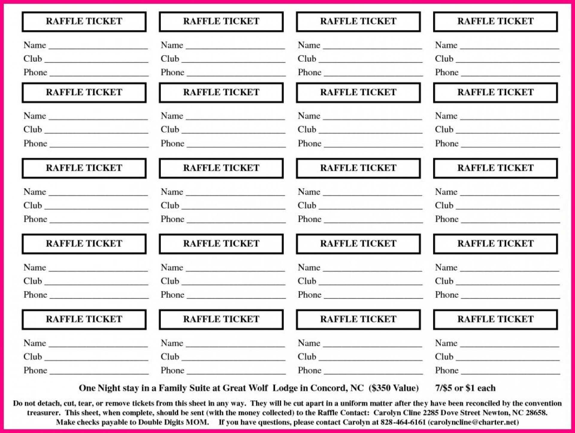 Printable Raffle Tickets Template Free - Calep.midnightpig.co Regarding Free Raffle Ticket Template For Word