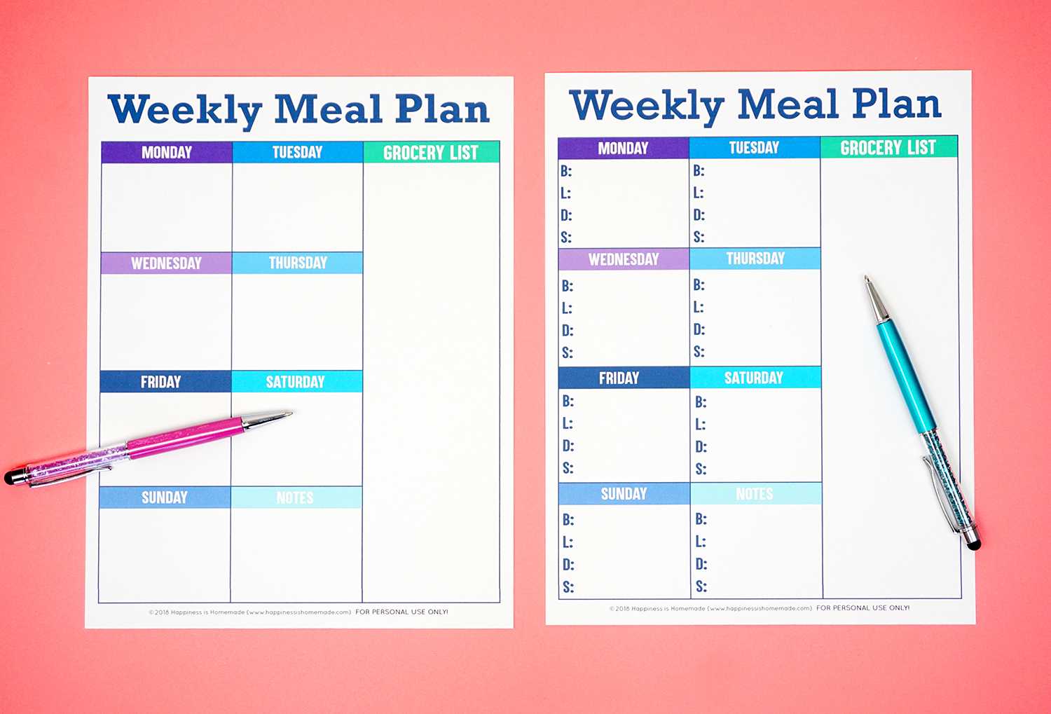Printable Weekly Meal Planner Template – Happiness Is Homemade With Blank Meal Plan Template