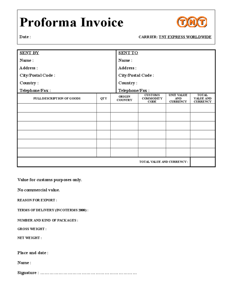 Pro Forma Invoice Template – 4 Free Templates In Pdf, Word Inside Free Proforma Invoice Template Word
