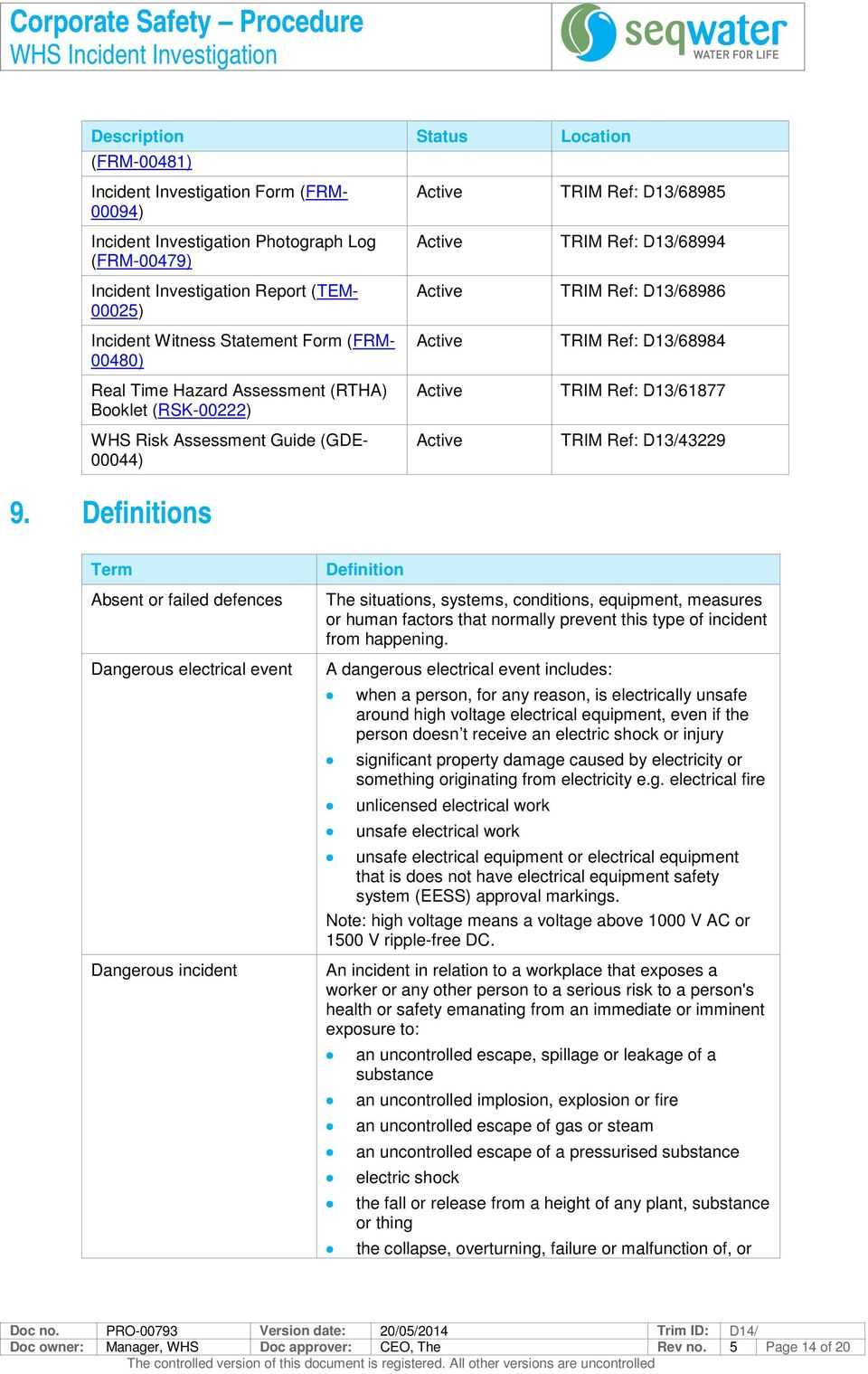 Procedure. Incident Investigation. Document Number: Pro Pdf regarding Incident Report Form Template Qld Procedure. Incident Investigation. Document Number: Pro Pdf Regarding Incident Report Form Template Qld