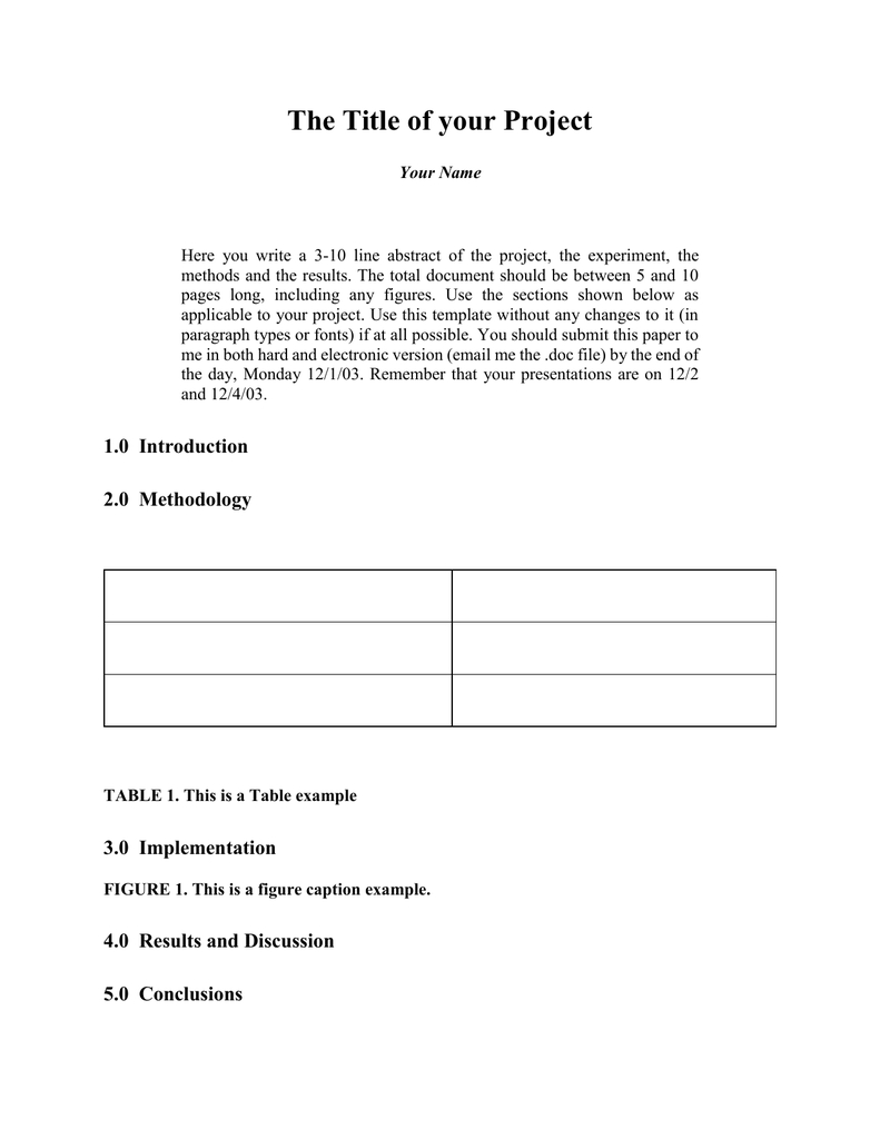 Project Report Format With Project Implementation Report Template