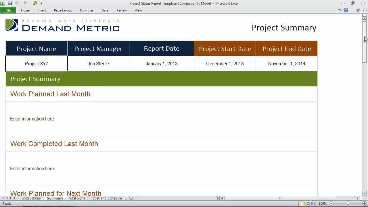 Project Status Report Template For Daily Status Report Template Xls