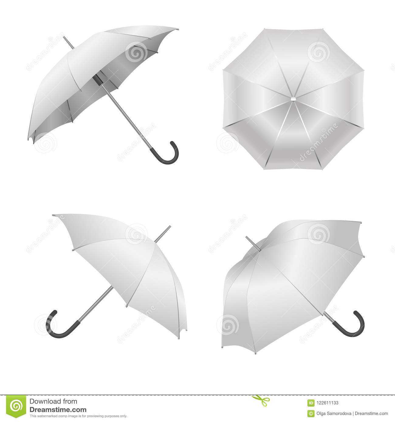 Realistic Detailed 3D White Blank Umbrella Template Mockup With Blank Umbrella Template
