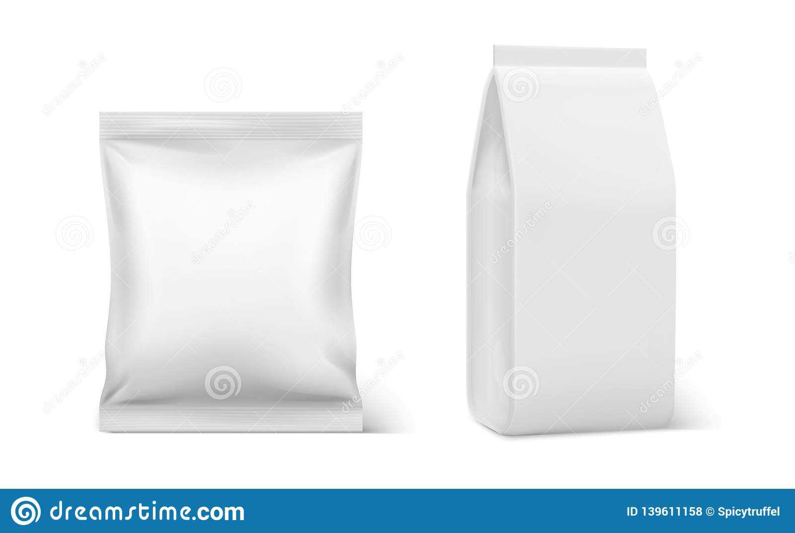 Realistic Pillow Pack. Coffee Doy Blank Mockup, Plastic With Regard To Blank Packaging Templates