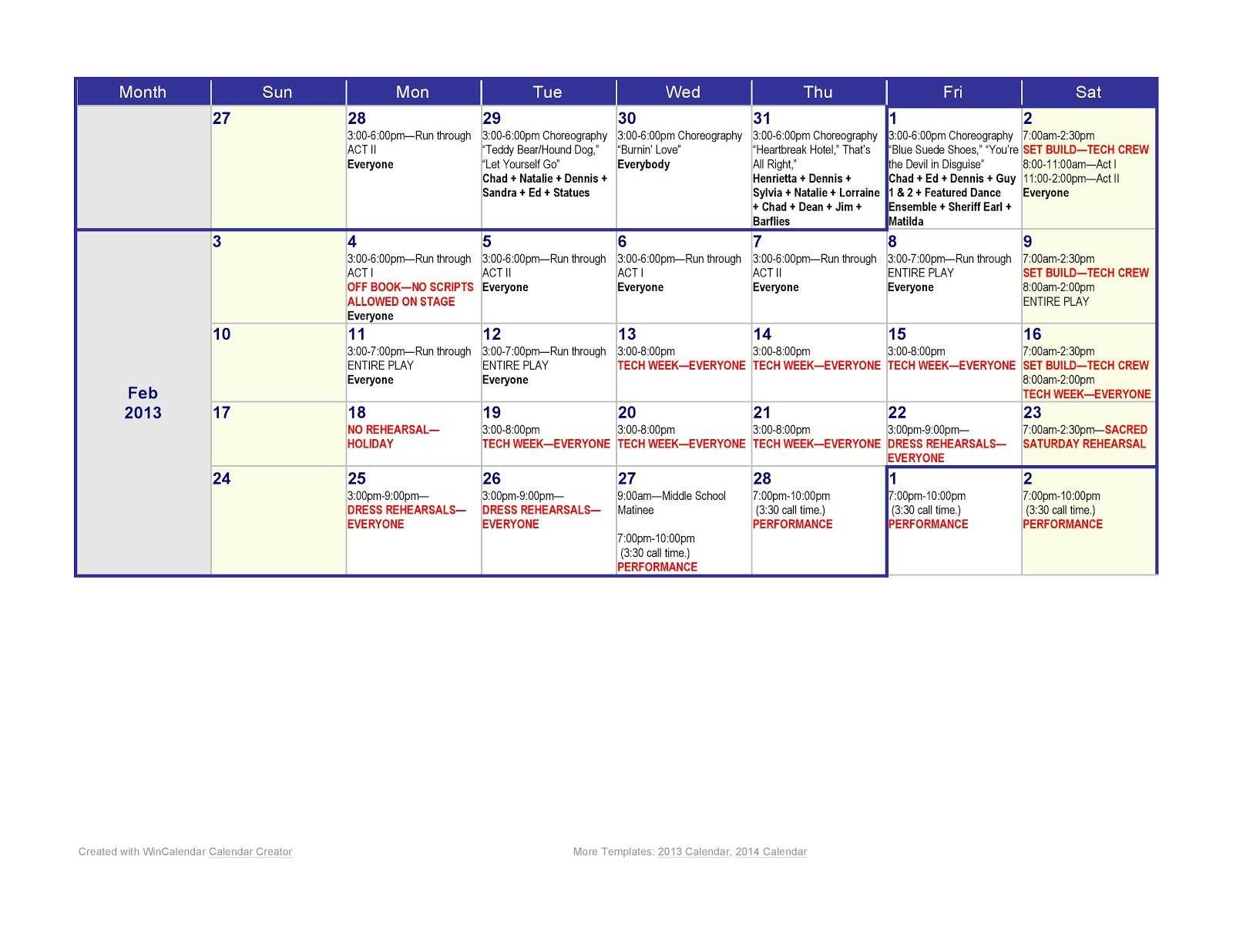 Rehearsal Calendar Template - Calep.midnightpig.co within Rehearsal Report Template Rehearsal Calendar Template – Calep.midnightpig.co Within Rehearsal Report Template