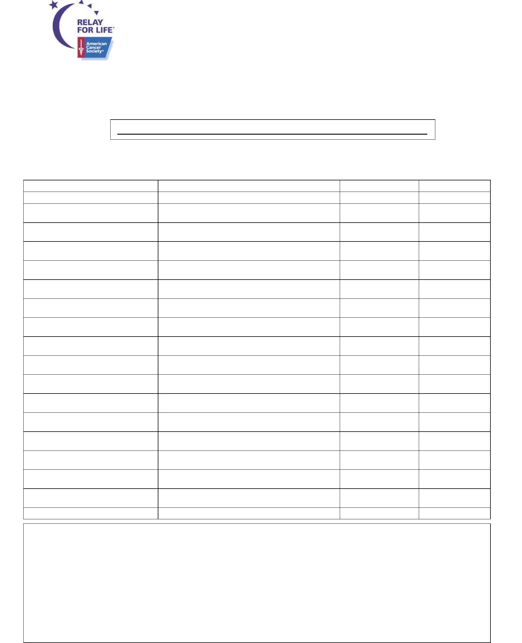 Relay For Life Donation Form – America Free Download Regarding Blank Sponsor Form Template Free