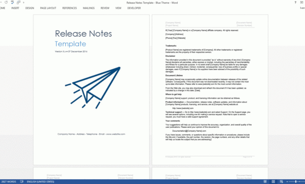 Release Notes Templates inside Software Release Notes Template Word