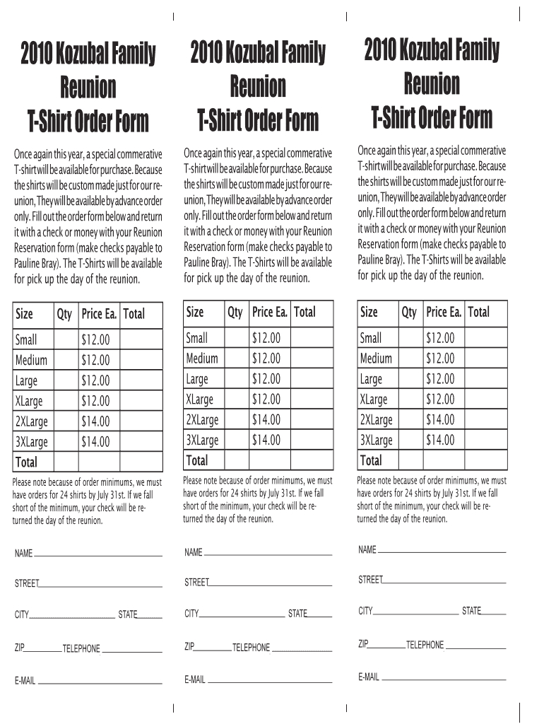 Reunion Shirt Order Form Pdf - Fill Online, Printable regarding Blank T Shirt Order Form Template Reunion Shirt Order Form Pdf – Fill Online, Printable Regarding Blank T Shirt Order Form Template