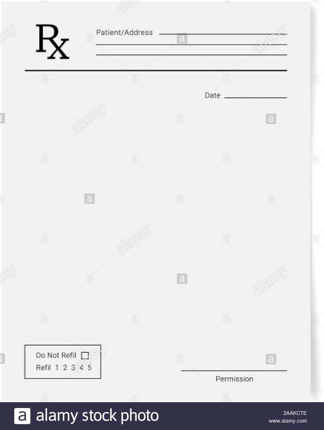 Rx Pad Template. Medical Regular Prescription Form Stock For Blank Prescription Form Template