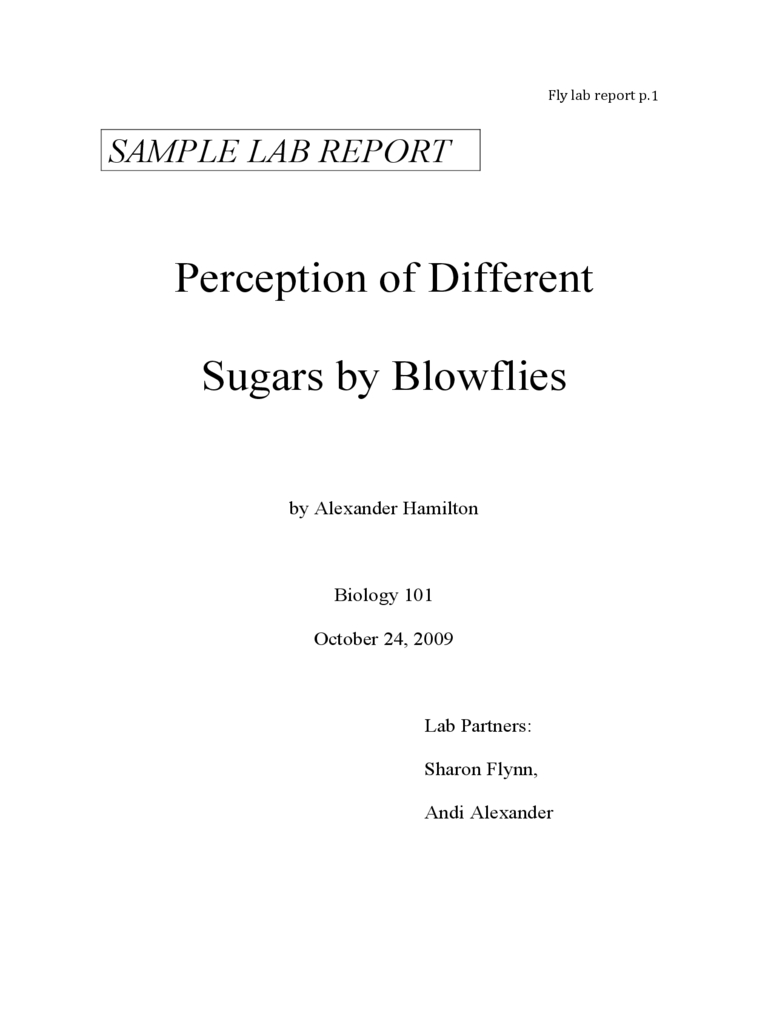Sample Bio Lab Report – Hamilton College Free Download Inside Biology Lab Report Template