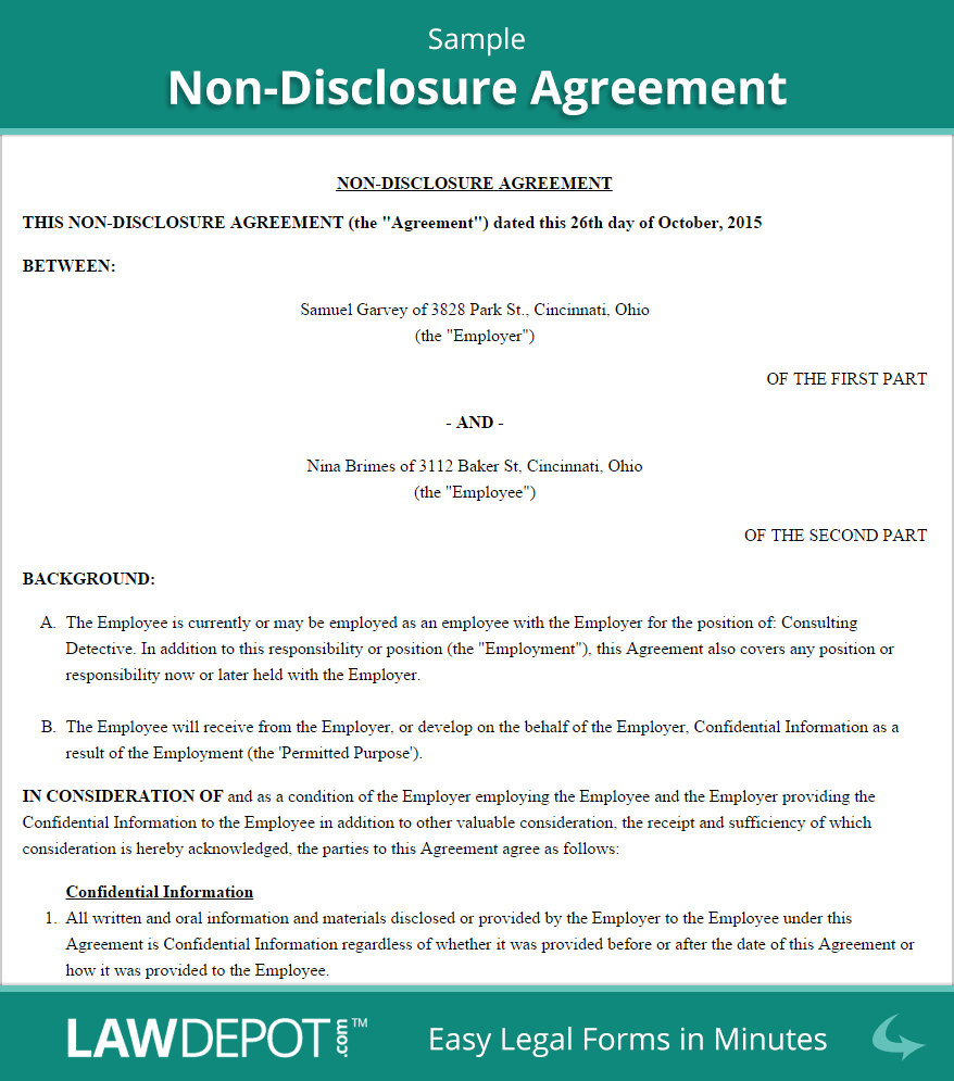 Sample Non Disclosure Agreement–Nda Template Pdf Doc Msword Inside Nda Template Word Document