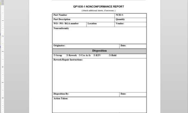 Sample Of Non Conformance Report - Calep.midnightpig.co for Non Conformance Report Form Template