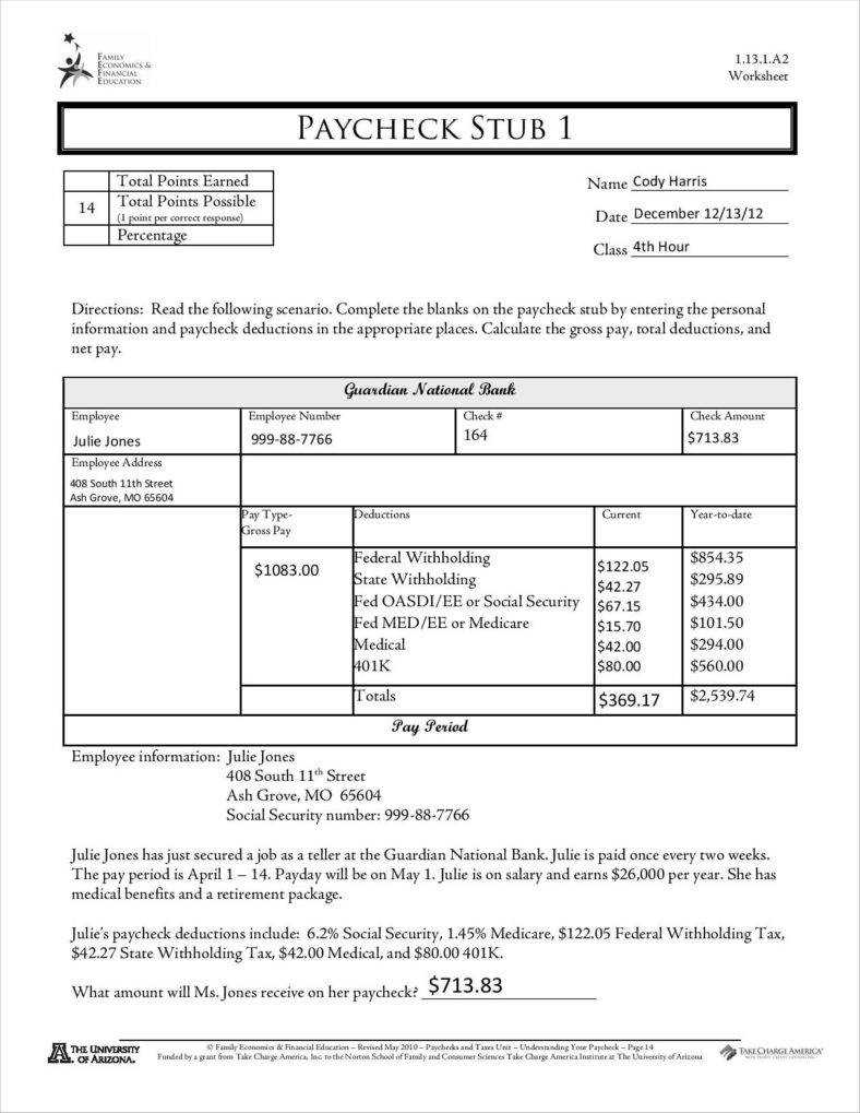 Sample Of Pay Stub Template Free – Calep.midnightpig.co Throughout Blank Pay Stub Template Word