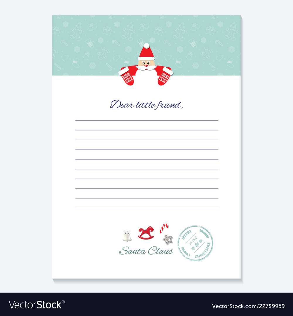 Santa Claus Letter Decorative Blank Template A4 Pertaining To Blank Letter From Santa Template