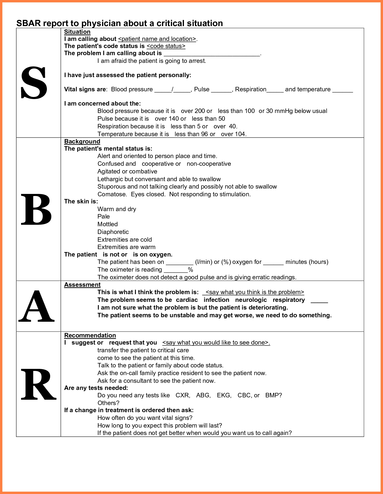 Sbar Worksheet Nicu | Printable Worksheets And Activities Regarding Sbar Template Word