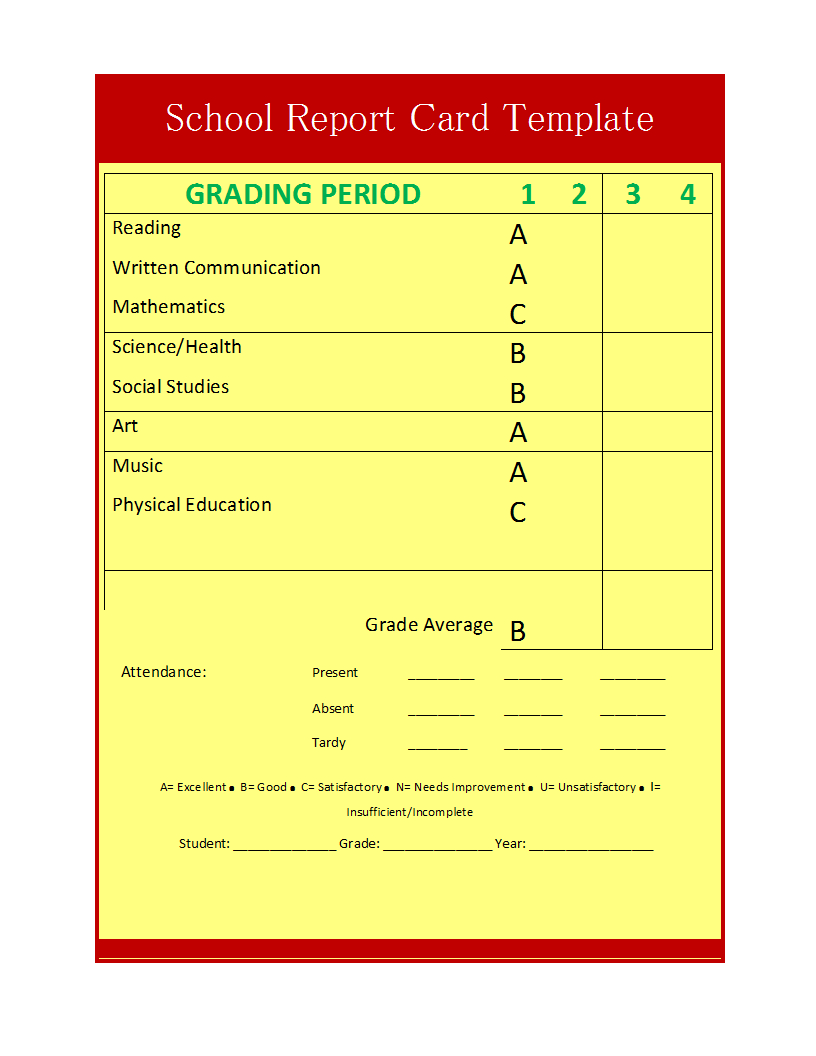 School Report Template Throughout Report Card Format Template