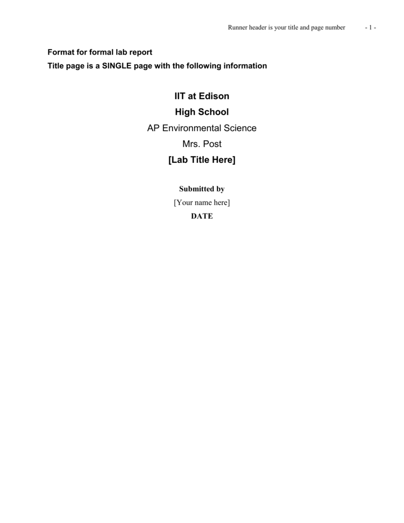 Science Report Cover Page - Mahre.horizonconsulting.co Regarding Formal Lab Report Template