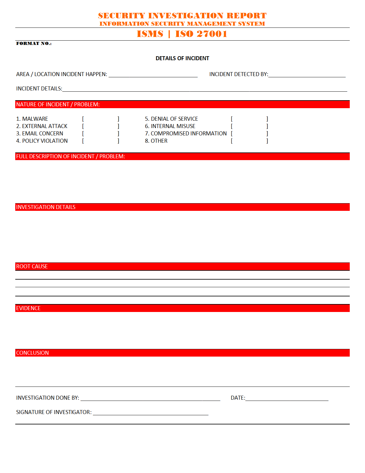 Security Investigation Report – With Investigation Report Template Doc