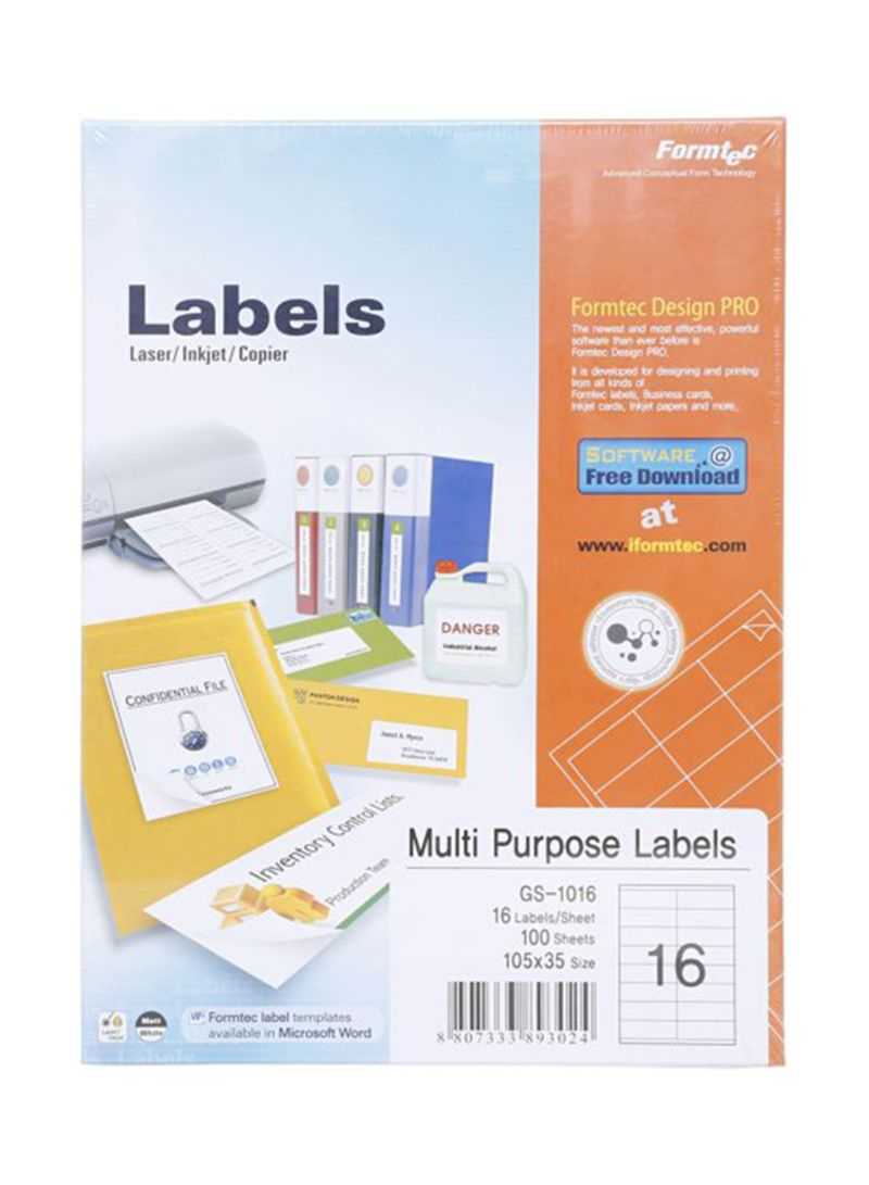 Shop Formtec 100 Sheets Label Per Sheet Box (16 Labels Per Sheet) Online In  Dubai, Abu Dhabi And All Uae Inside Word Label Template 16 Per Sheet A4