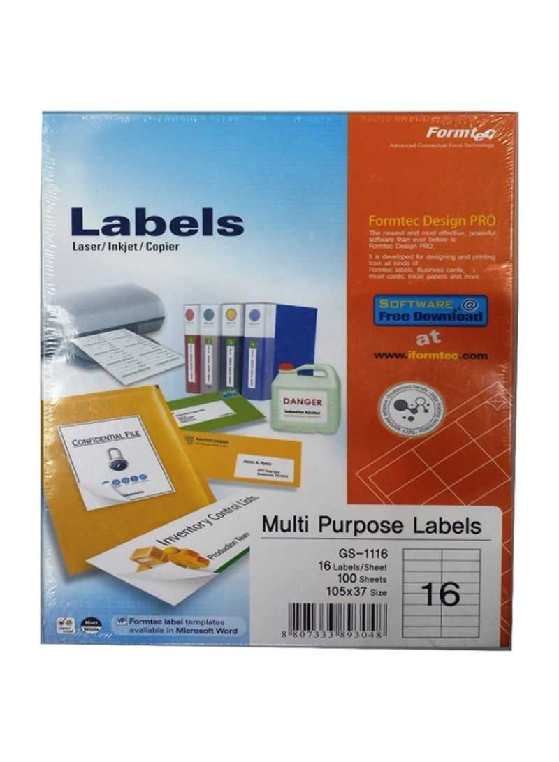 Shop Formtec 100 Sheets Label Per Sheet Box (16 Labels Per Sheet) Online In  Dubai, Abu Dhabi And All Uae Inside Word Label Template 16 Per Sheet A4