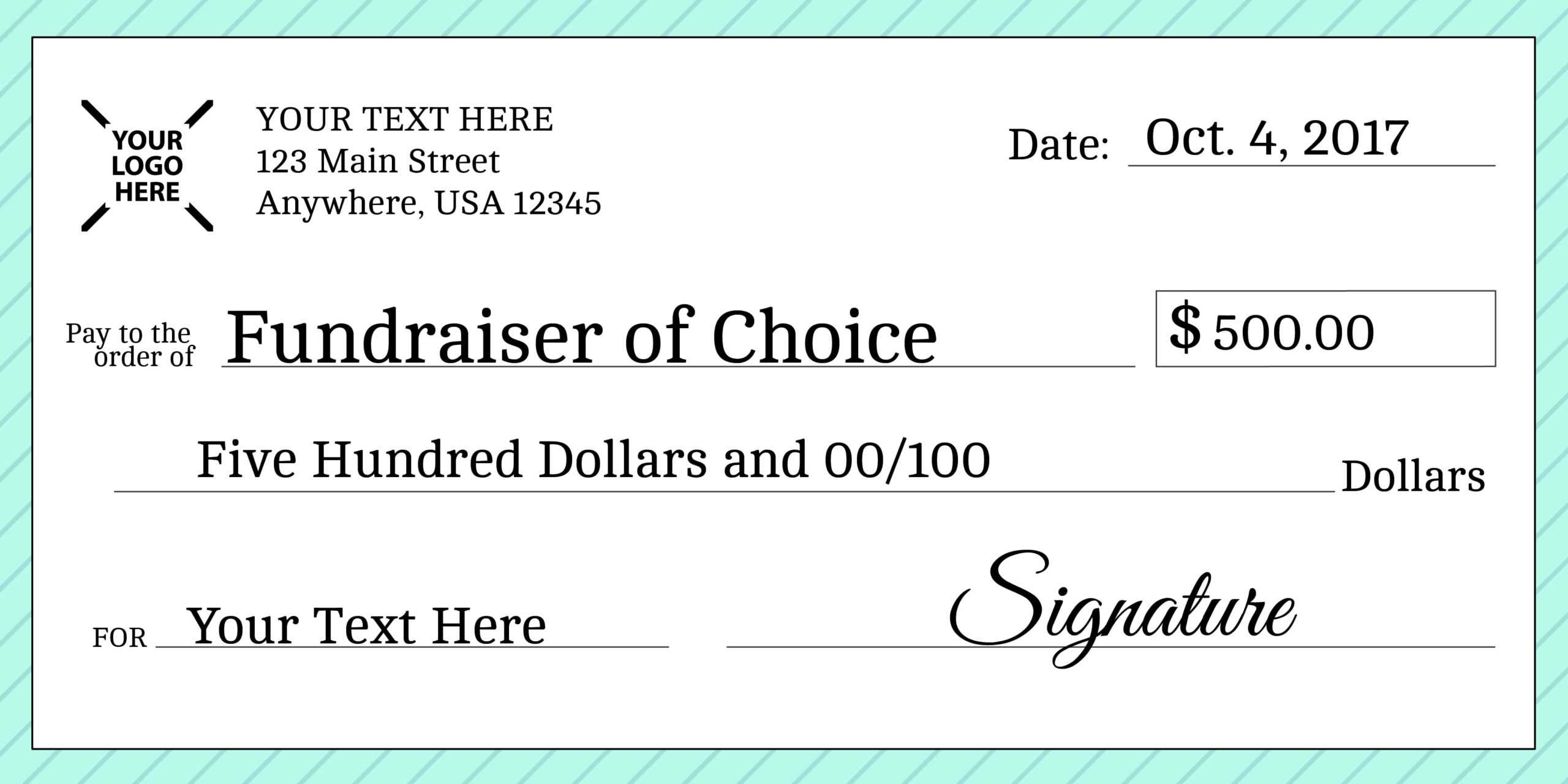 Signage 101 - Giant Check Uses And Templates | Signs Blog Intended For Customizable Blank Check Template