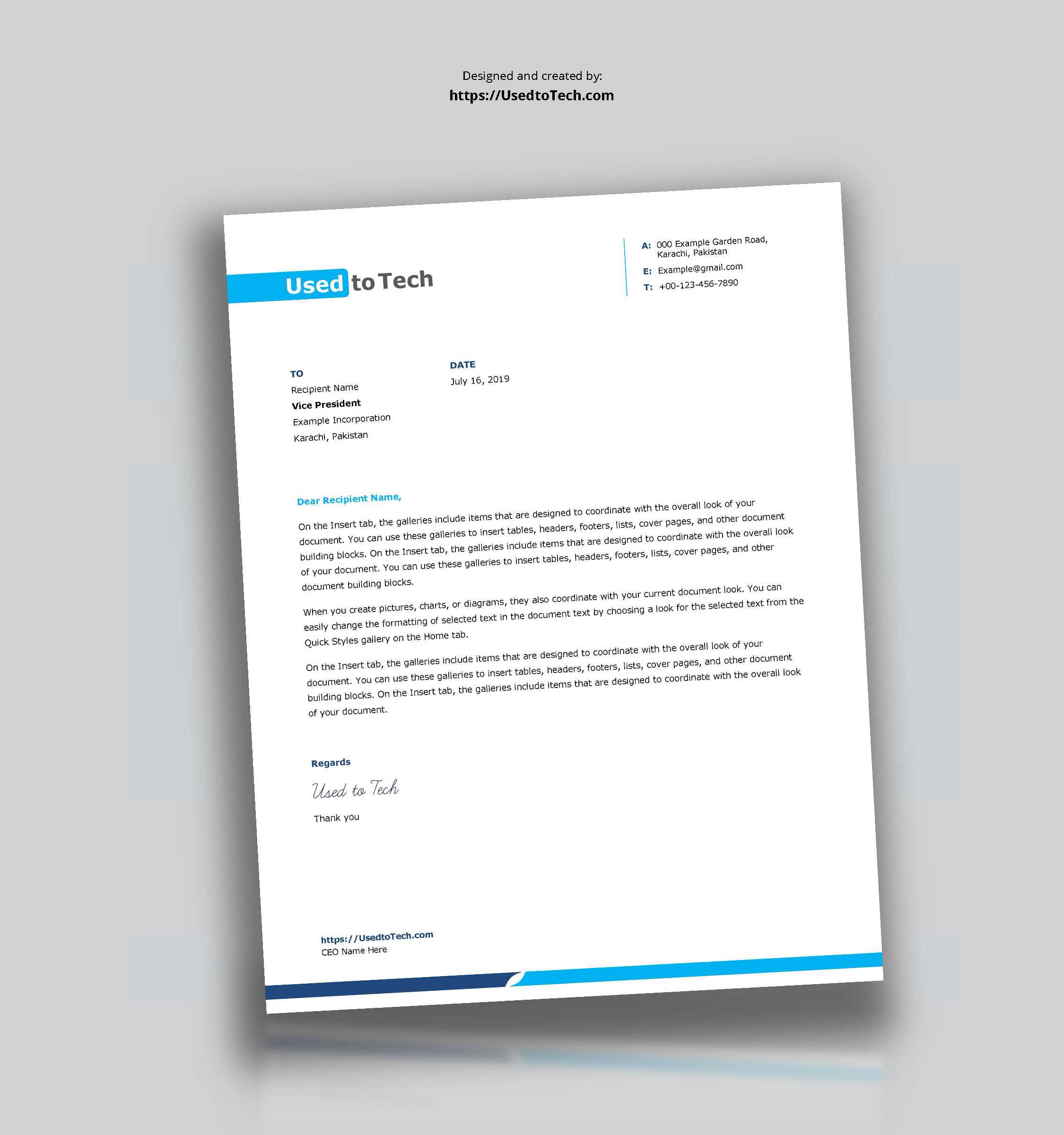 Simple And Clean Word Letterhead Template – Free – Used To Tech Inside How To Create A Letterhead Template In Word