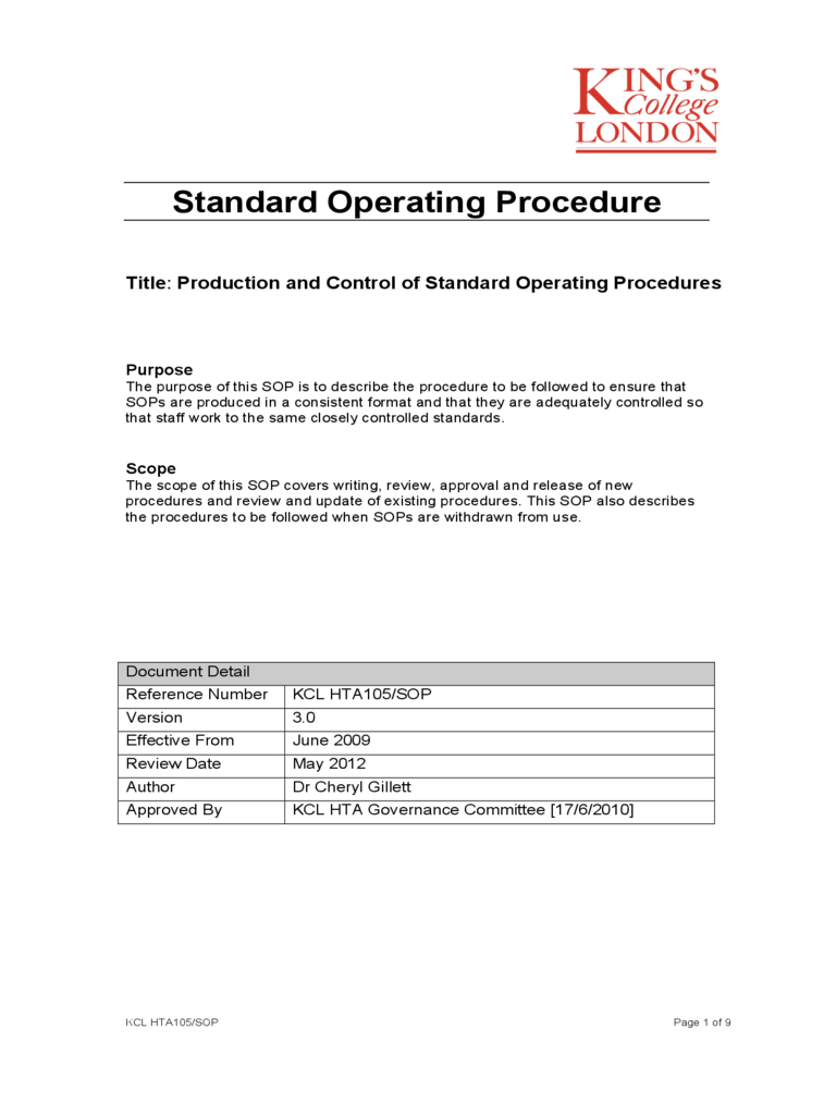 Sop Template – 6 Free Templates In Pdf, Word, Excel Download Pertaining To Free Standard Operating Procedure Template Word 2010