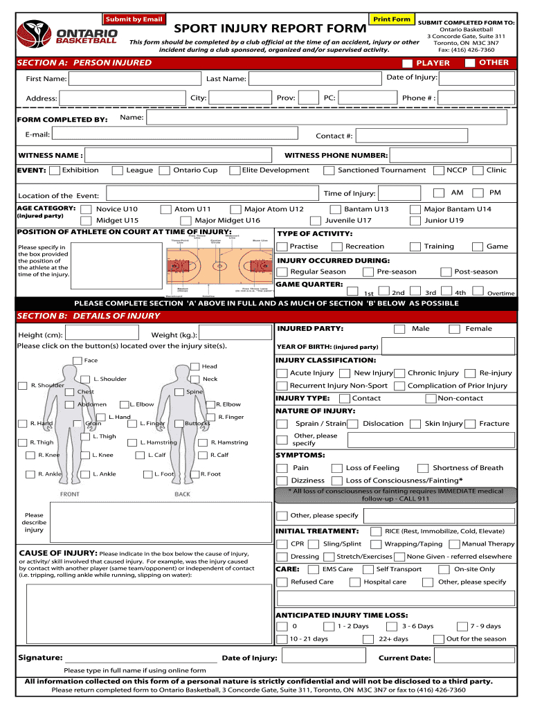 Sports Injury Report Form – Fill Out And Sign Printable Pdf Template |  Signnow Intended For Injury Report Form Template