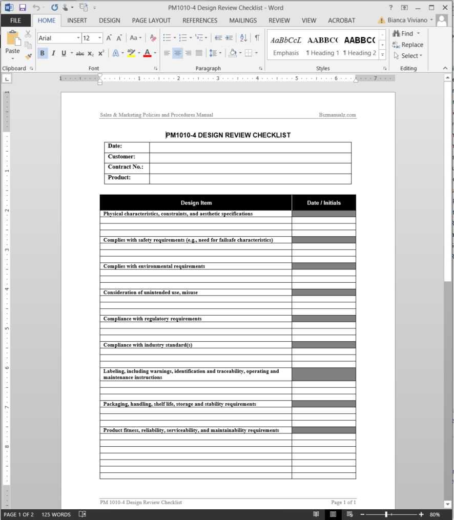 Standard Checklist Template – Dalep.midnightpig.co With Regard To Free Standard Operating Procedure Template Word 2010