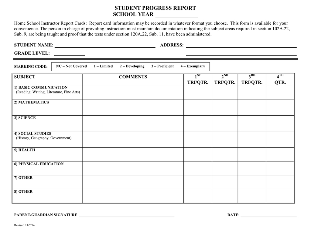 Student Progress Report School Year Intended For Educational Progress Report Template