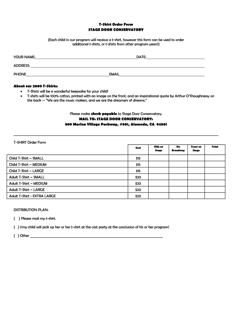 T Shirt Order Form – Fill Online, Printable, Fillable, Blank Regarding Blank T Shirt Order Form Template