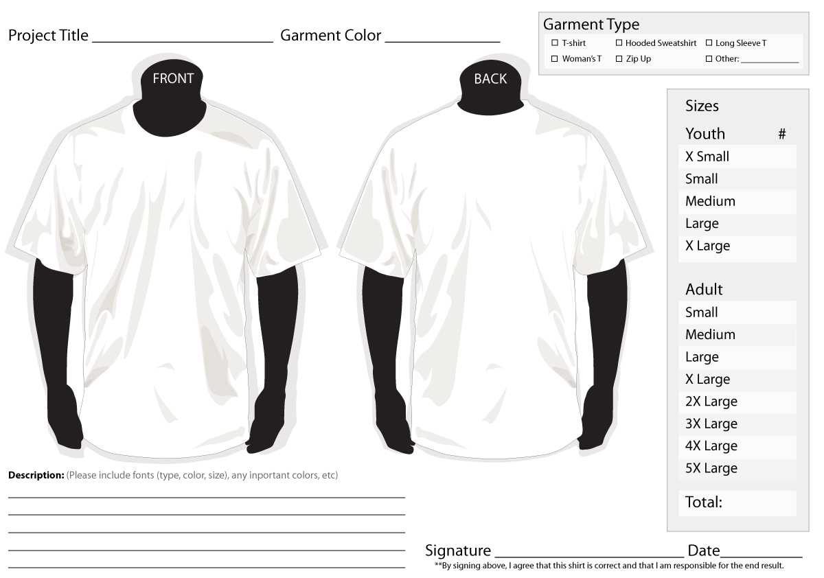 T Shirt Order Form – Sp Sketchbook Within Blank T Shirt Order Form Template