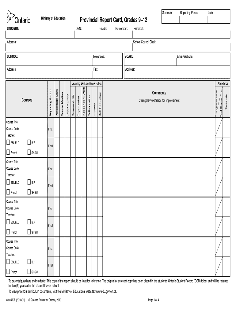 Tdsb Report Card Pdf - Fill Online, Printable, Fillable For Report Card Template Pdf