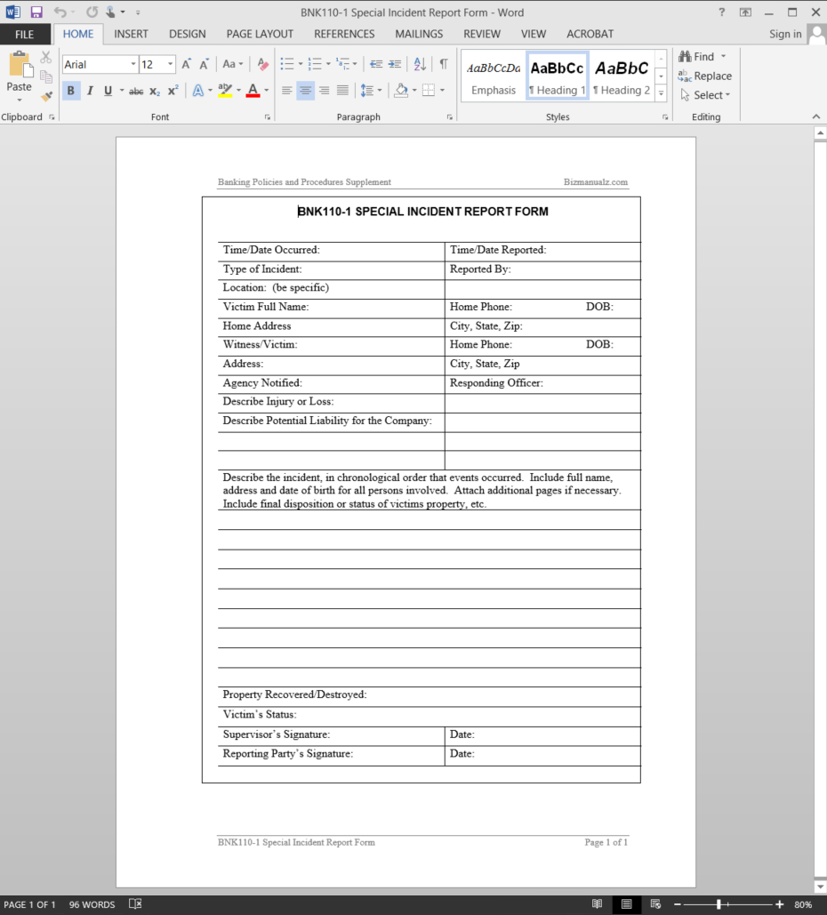 Template For Incident Report Form – Calep.midnightpig.co In Itil Incident Report Form Template