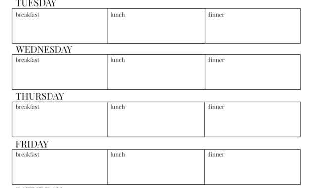 The Best Free Printable Meal Plan Template | Chavez Blog in Blank Meal Plan Template