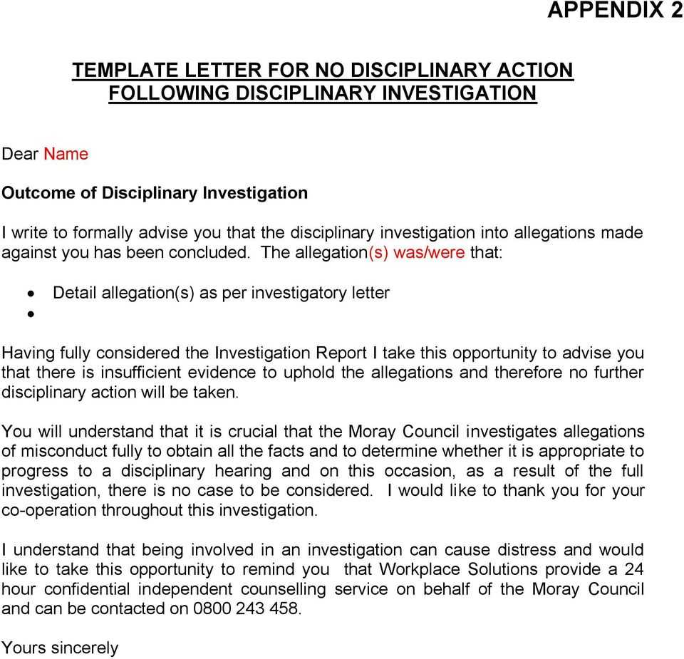 The Moray Council Disciplinary Procedures – Pdf Free Download Inside Investigation Report Template Disciplinary Hearing
