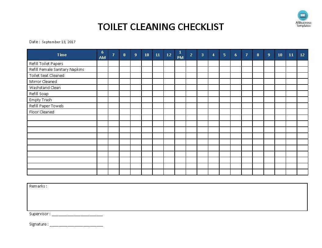 Toilet Cleaning Checklist Xls – Calep.midnightpig.co In Cleaning Report Template