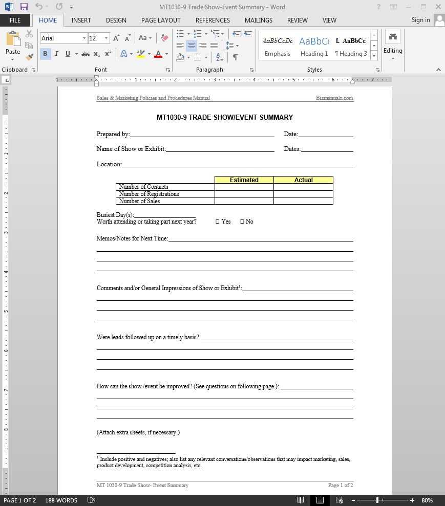 Trade Show Event Summary Template | Mt1030 9 In Post Event Evaluation Report Template