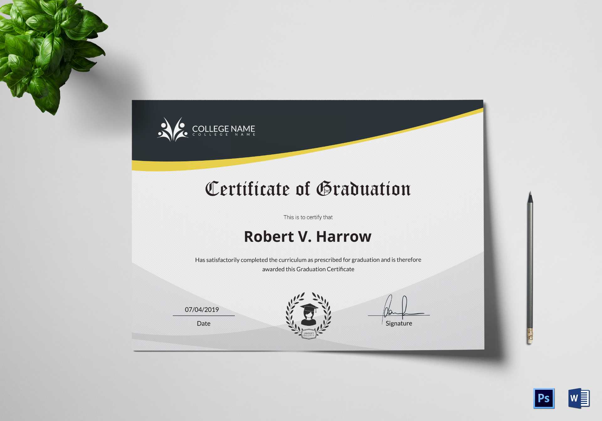 Universal College Graduation Certificate Template In Graduation Certificate Template Word