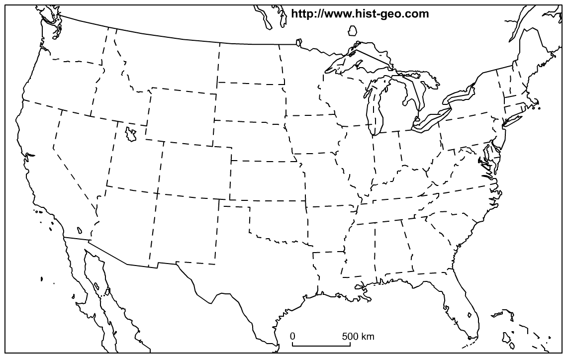 Us States Blank Map (48 States) With Regard To United States Map Template Blank