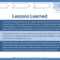 Valuable It Project Lessons Learned Template Texas Regarding Project Closure Report Template Ppt