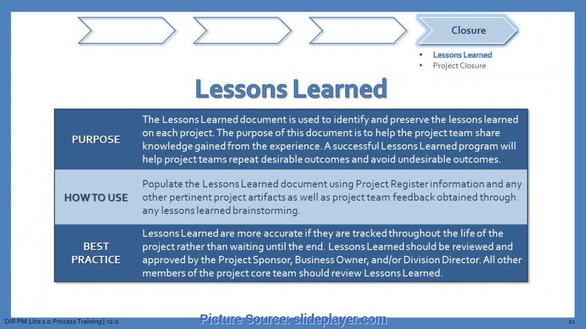 Valuable It Project Lessons Learned Template Texas Regarding Project Closure Report Template Ppt