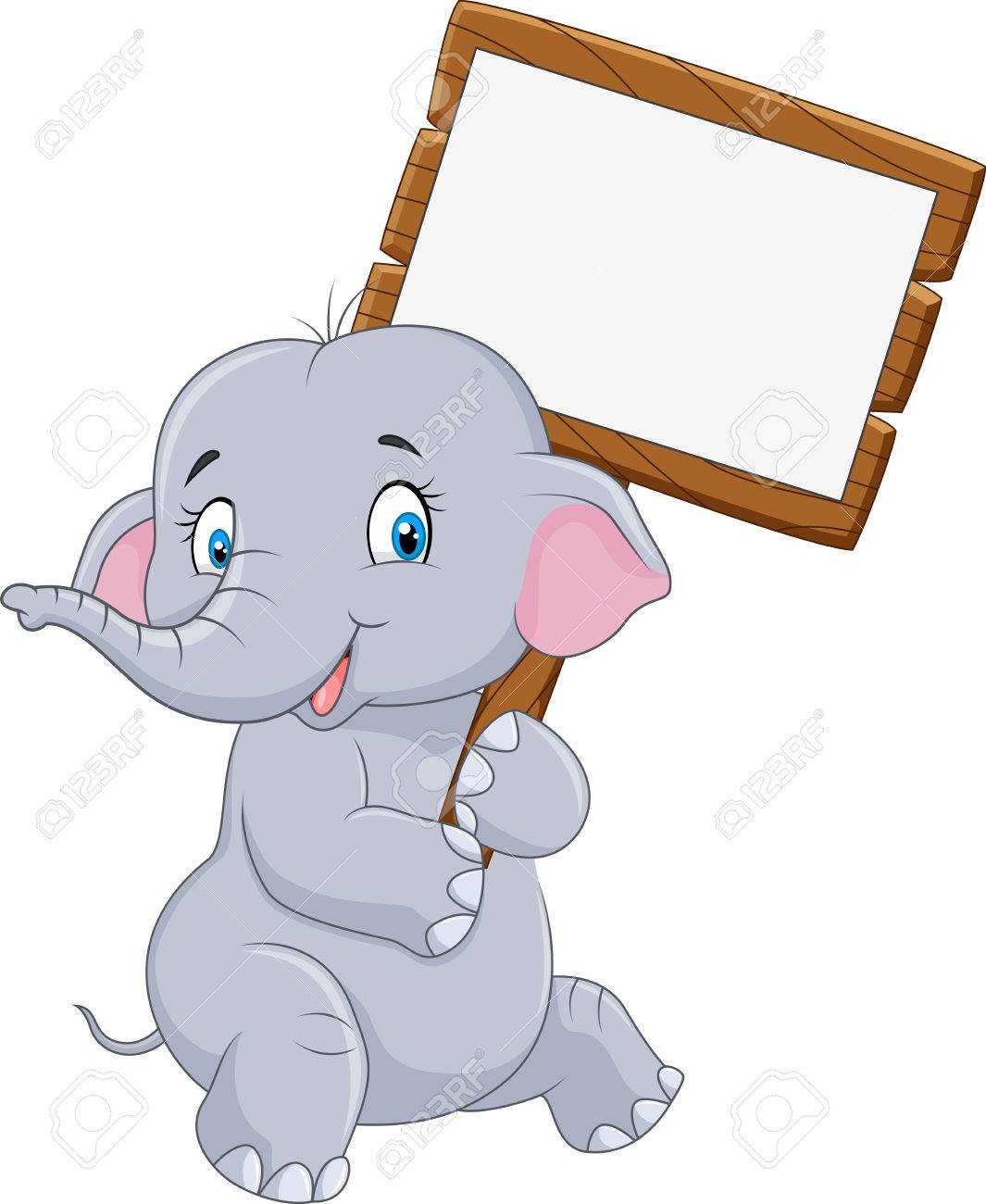 Vector Illustration Of Cartoon Funny Elephant Holding Blank Sign With Regard To Blank Elephant Template