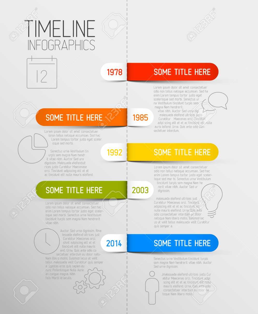 Vector Infographic Timeline Report Template With Icons And Rounded Labels With Rma Report Template